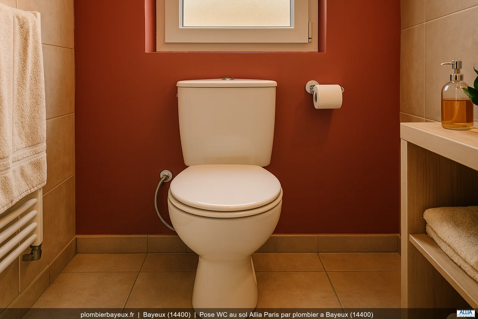 Pose WC au sol Allia Paris par plombier a Bayeux (14400)