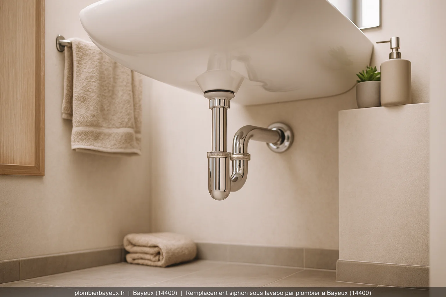 Remplacement siphon sous lavabo par plombier a Bayeux (14400)