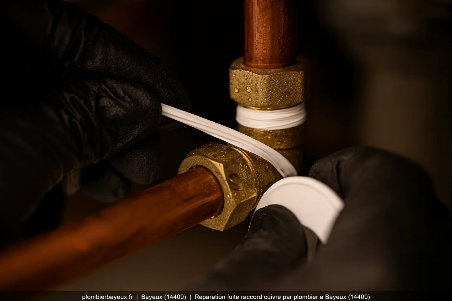 Reparation fuite raccord cuivre par plombier a Bayeux (14400)